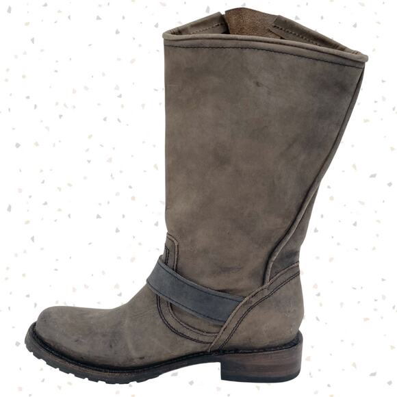 Freebird By Steven Prince Boot Gray Engineer Buckle Biker Moto Boots Size 7 - Picture 4 of 16